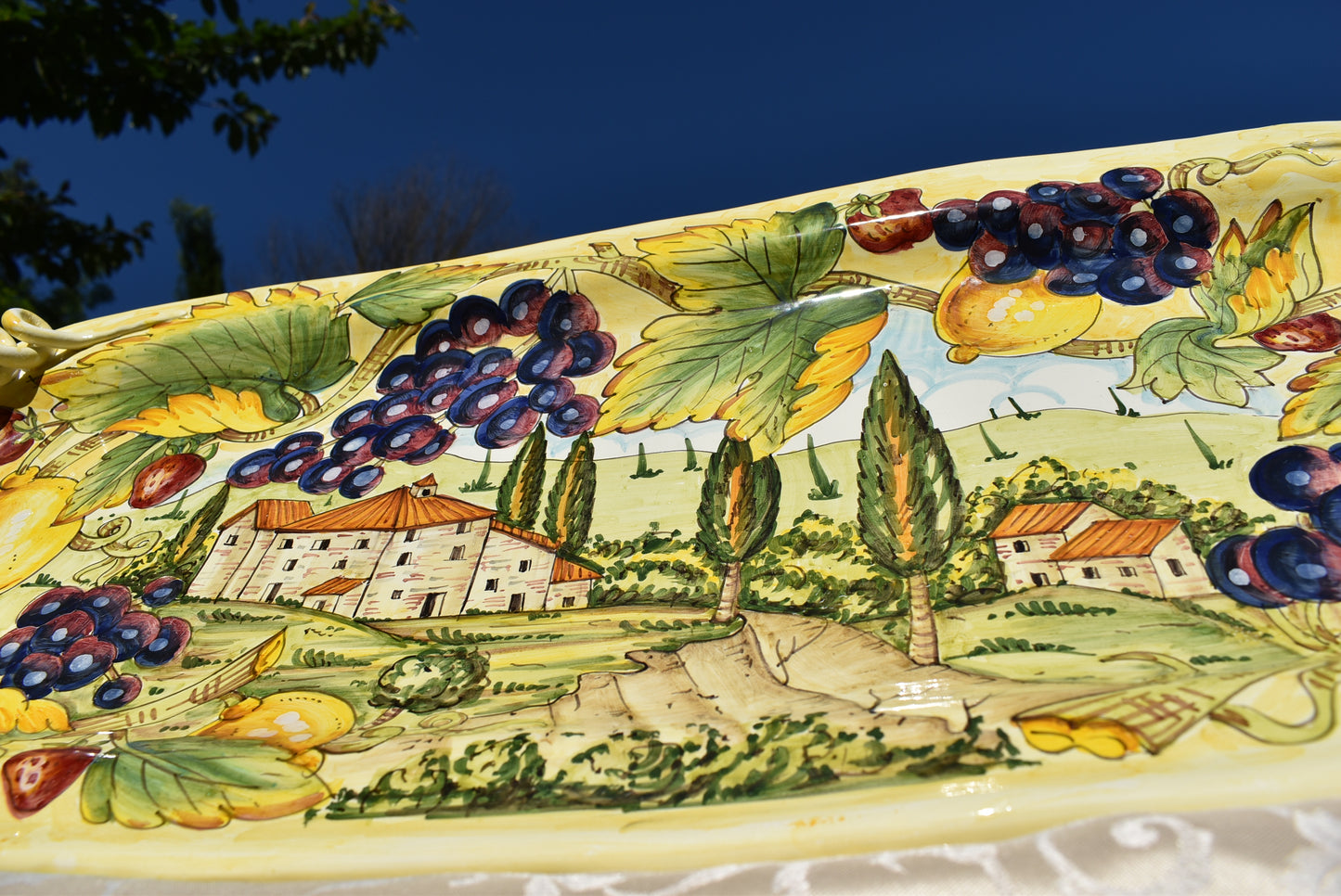 Large ceramic centerpiece basket