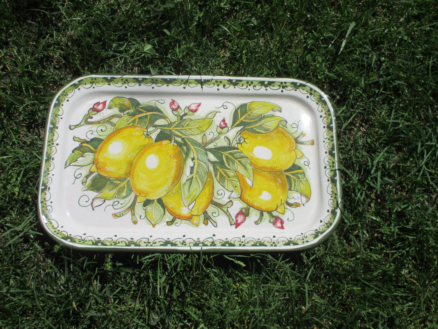 piatto rettangolare in ceramica
