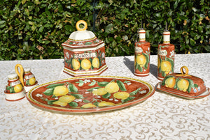 Lemons on red terracotta collection