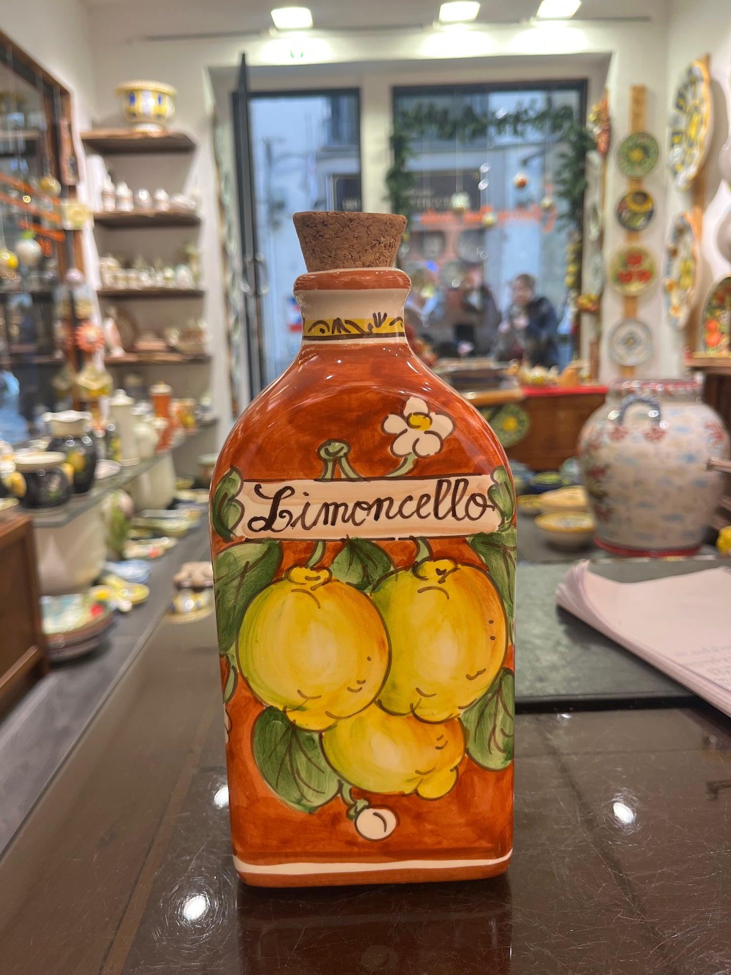 ceramic limoncello bottle