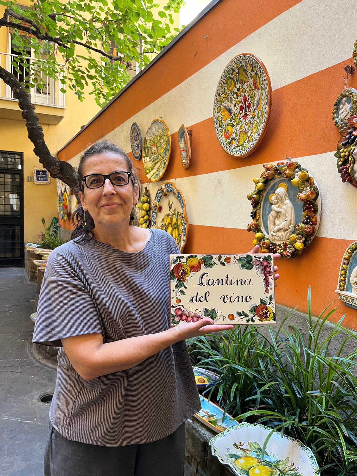 Hand-painted ceramic plates with floral motifs