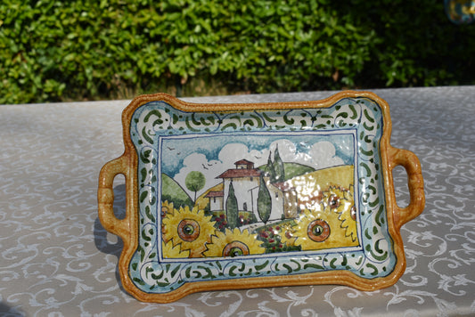 Vassoio in ceramica con manico