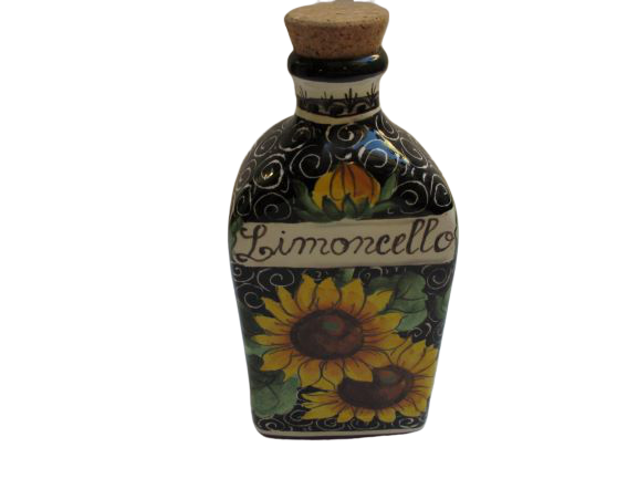 Large container/bottle handmade, hand-painted with florence view,sunflowers, lemons, store Tuscan leaves