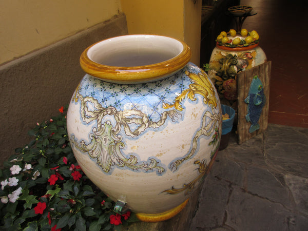 Tuscan umbrella stand hand made and hand painted in traditional design