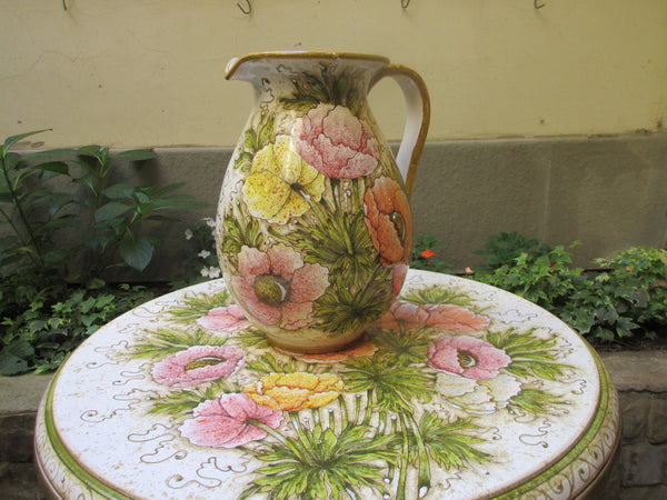 Tuscan pitcher with anemone design in a very modern shape