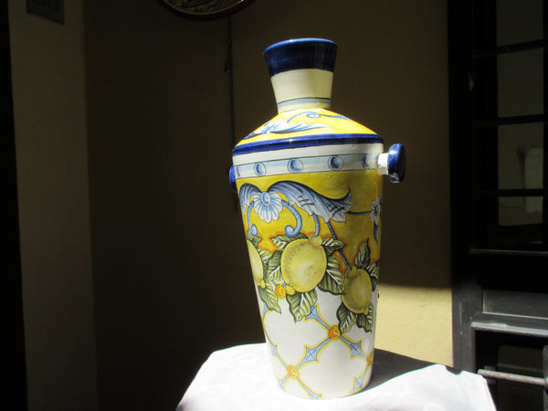 Tuscan hand made vase in modern shape and traditional design