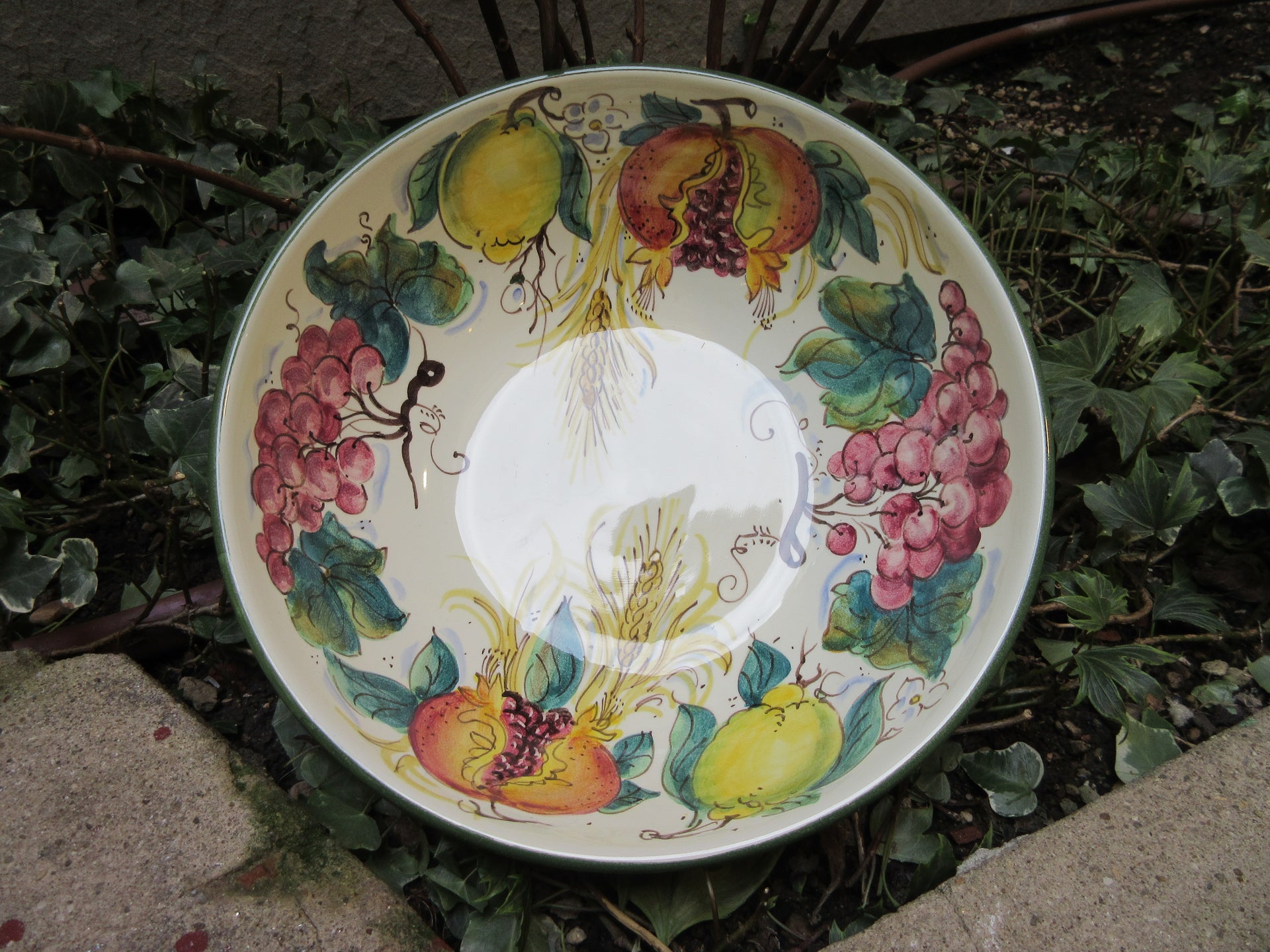 Ceramic Bowl - Lemons, Pomegranates, and Grapes
