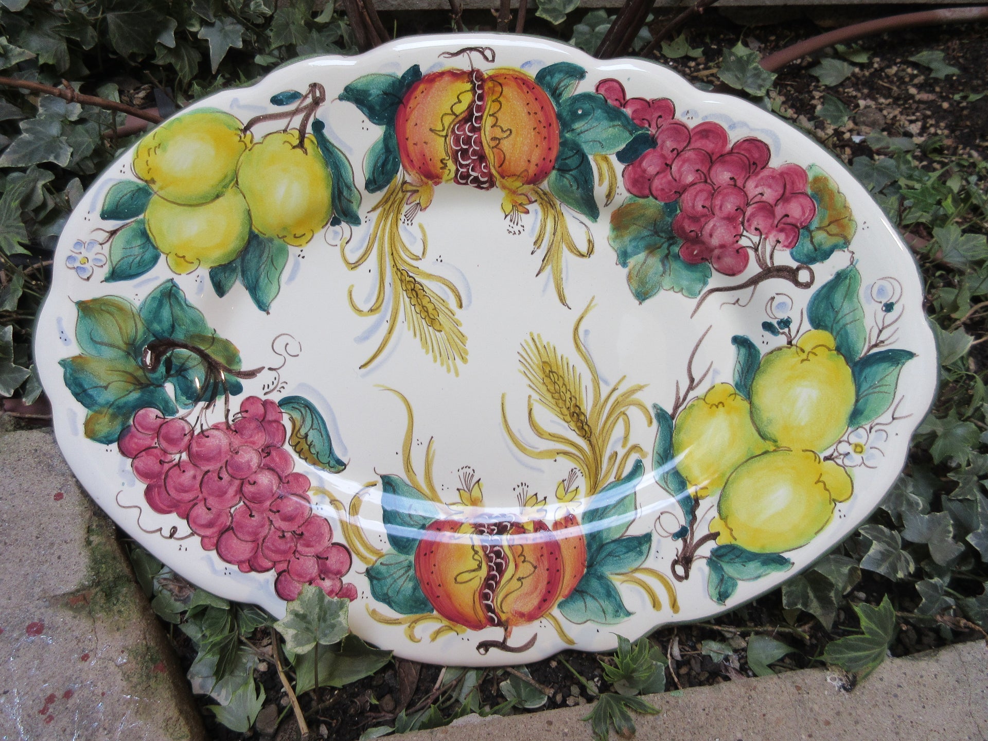 Ceramic Platter - Lemons, Pomegranates, and Grapes